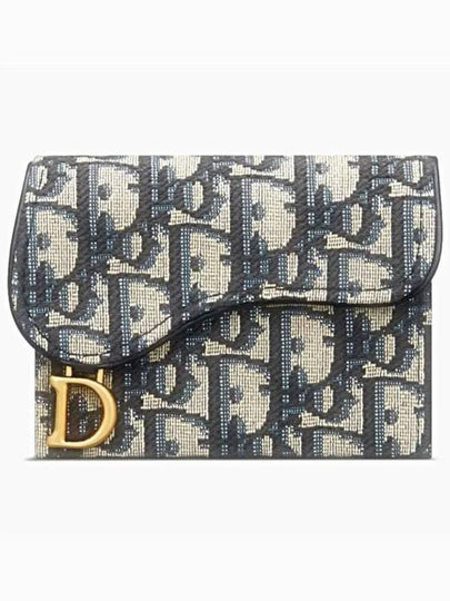 Saddle 5 Gusset Card Holder Blue Oblique Jacquard - DIOR - BALAAN 2