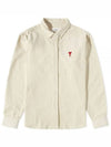 Paris de Coeur Button Down Long Sleeve Shirt Offwhite - AMI - BALAAN.