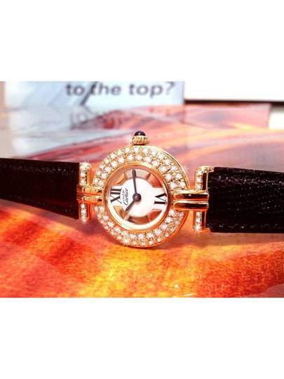 Clos Trinity Tricolor Roman Dial Full Diamond Women s Leather Quartz Watch - CARTIER - BALAAN 2