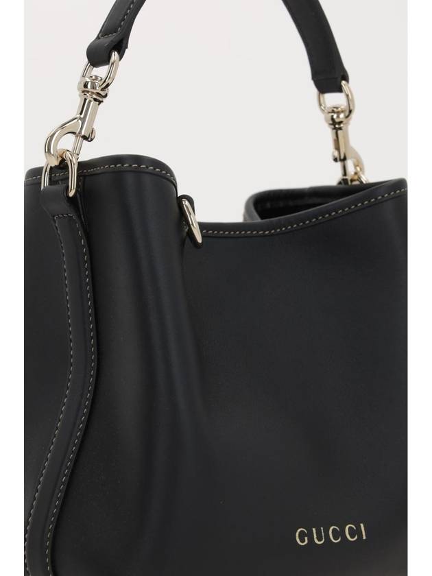 GG Emblem Leather Mini Bucket Bag Black - GUCCI - BALAAN 5