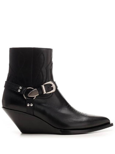 Moon Harness Calfskin Zip-up Ankle Boots Black - CELINE - BALAAN 1