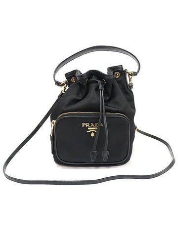 1BH038 Black Nylon Pocono Duet Bucket Bag 2WAY - PRADA - BALAAN 1