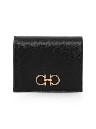 Gancini Compact Half Wallet Black - SALVATORE FERRAGAMO - BALAAN 2