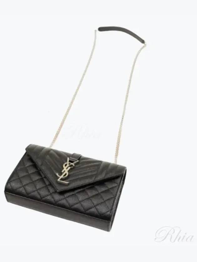 Envelope Quilted Chain Bag 600195 BOW92 Silver - SAINT LAURENT - BALAAN 1