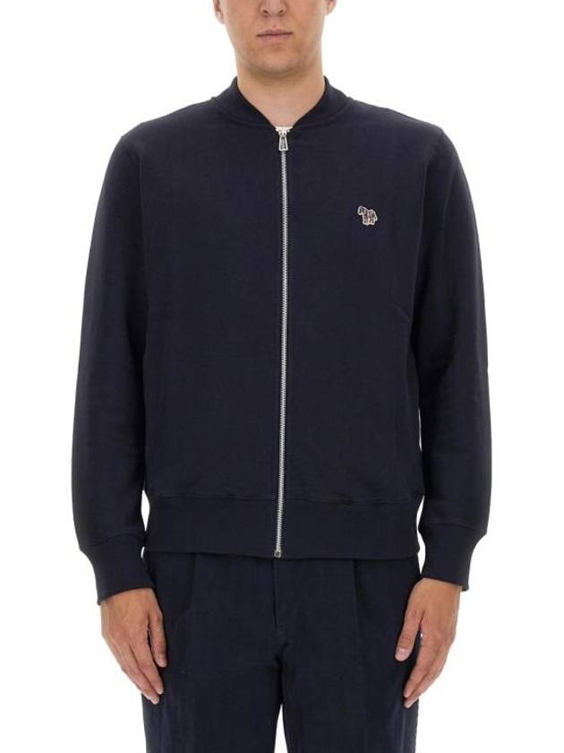 Zebra Logo Cotton Bomber Jacket Navy - PAUL SMITH - BALAAN 4