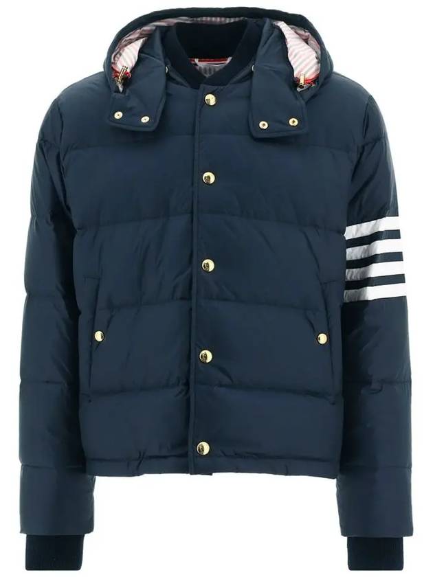 Downfilled Nylon 4-Bar Bomber Padding Navy - THOM BROWNE - BALAAN 2