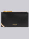 Three Stripe Tab Enamel Corner Zipper Card Wallet Black - THOM BROWNE - BALAAN 3