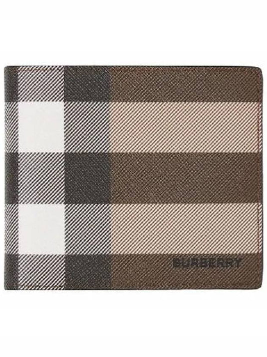 Check Leather International Bifold Wallet Dark Birch Brown - BURBERRY - BALAAN 2