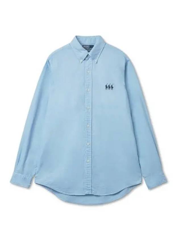 Pony Trio Classic Fit Organic Cotton Oxford Shirt Blue - POLO RALPH LAUREN - BALAAN 1