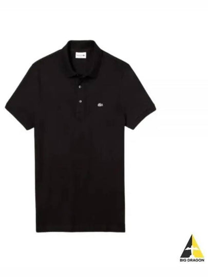 Logo Patch Slim Fit Polo Shirt Black - LACOSTE - BALAAN 2