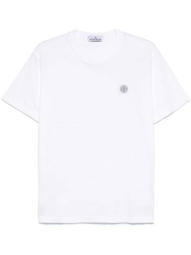 Fissato Effect Organic Cotton Jersey Short Sleeve T-Shirt White - STONE ISLAND - BALAAN 2