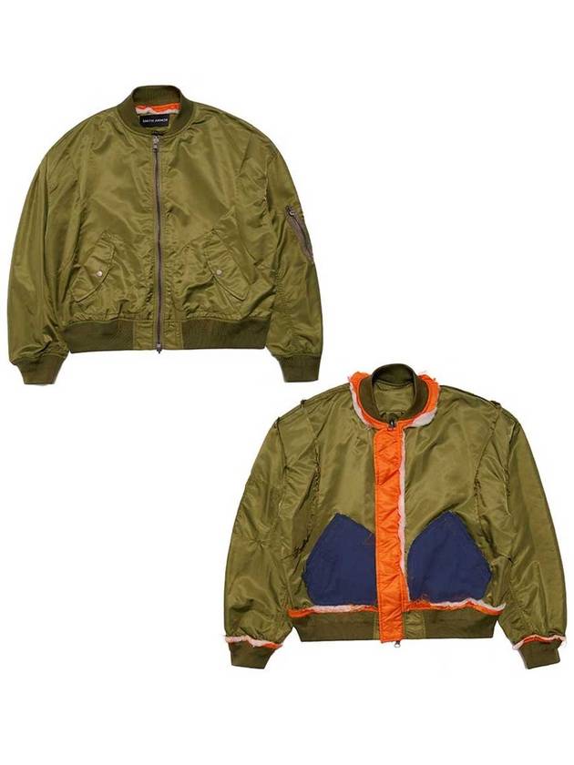 Unisex SA Reversible MA 1 Bomber Jacket Khaki - SMITH ARMOR - BALAAN 3