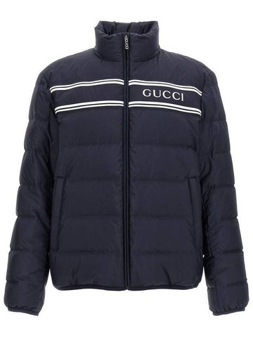 Logo Zip-Up Padding Navy - GUCCI - BALAAN 1