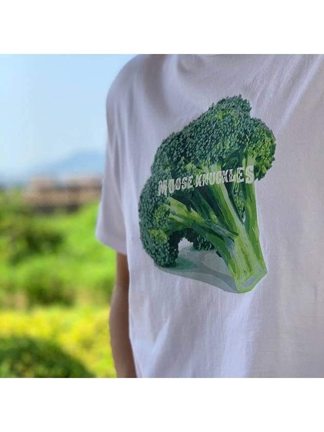 Broccoli Logo Typo Short Sleeve T-Shirt White - MOOSE KNUCKLES - BALAAN 3