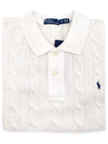 Slim Fit Cable Knit Polo Shirt White - POLO RALPH LAUREN - BALAAN 3