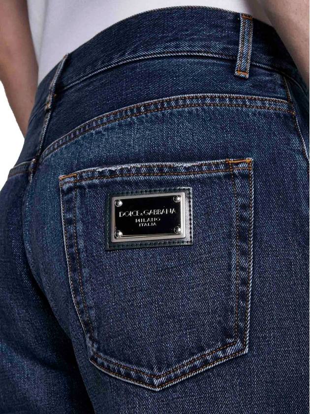 logo plaque denim straight pants blue - DOLCE&GABBANA - BALAAN 8