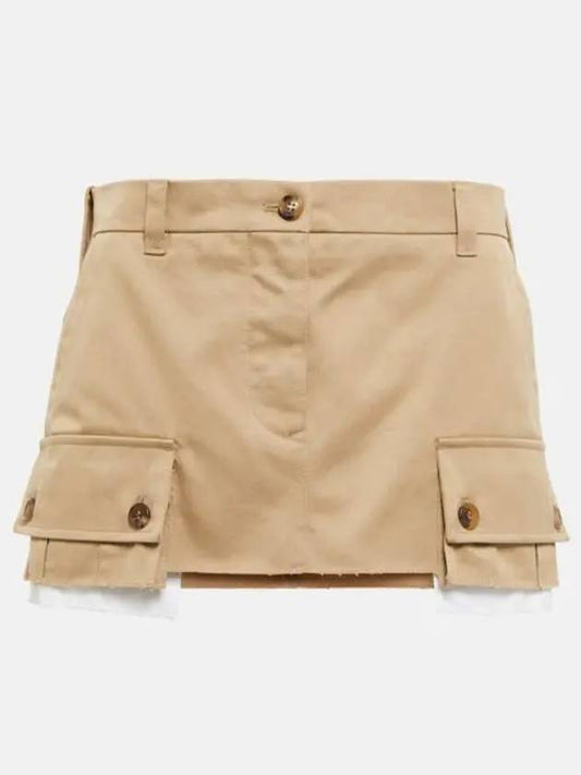 Women's Cargo Pocket Chino Mini A-Line Skirt Beige - MIU MIU - BALAAN 2