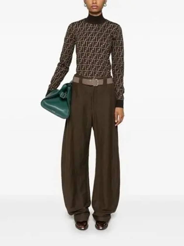 FF Cotton Turtleneck Brown - FENDI - BALAAN 3