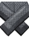 Shiny GG Wool Jacquard Muffler Grey Black - GUCCI - BALAAN 3