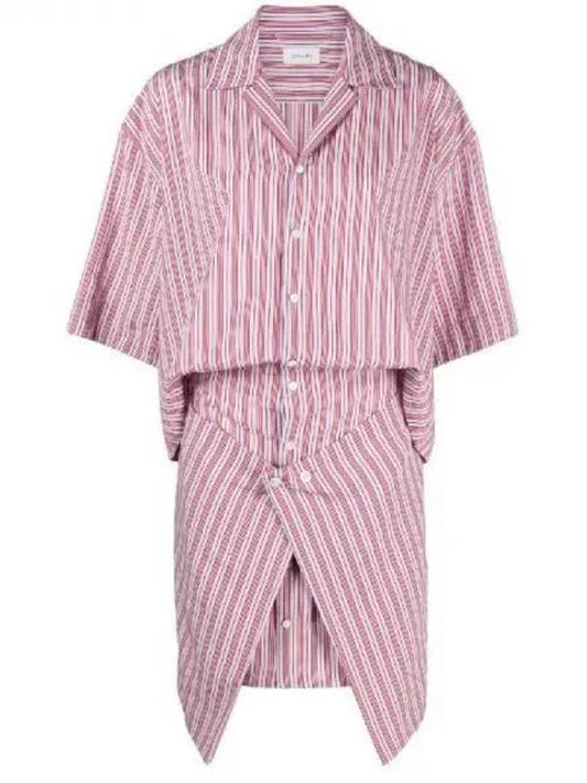 Camp Collar Striped Shirt Short Dress Pink - LEMAIRE - BALAAN 2