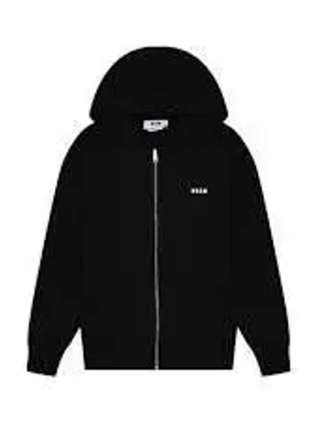 Micro Logo Cotton Zip Up Hoodie Black - MSGM - BALAAN 2