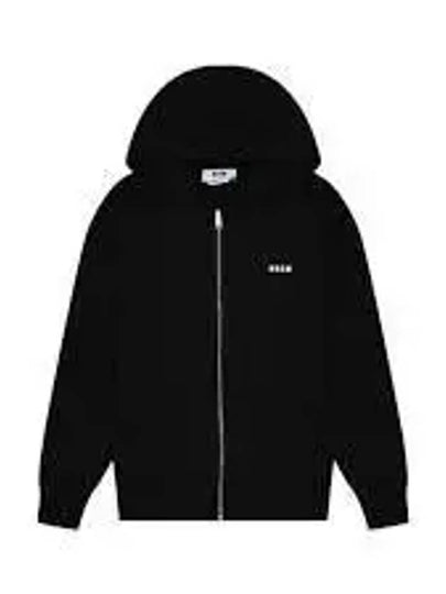 Micro Logo Cotton Zip Up Hoodie Black - MSGM - BALAAN 2