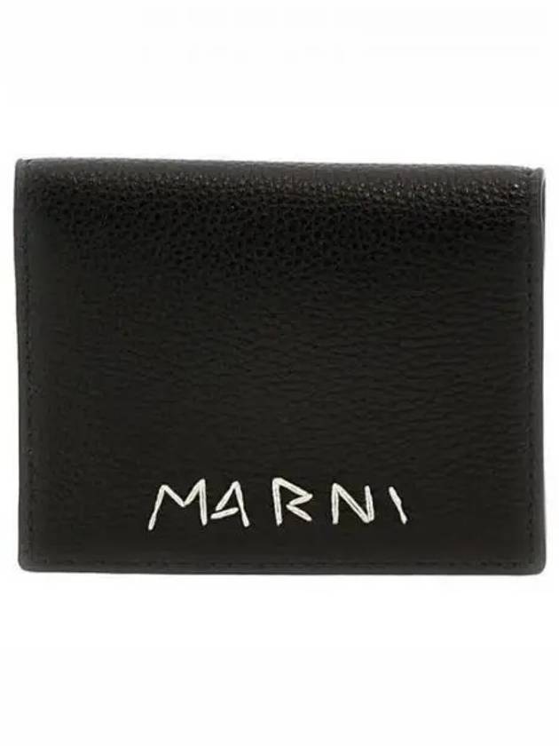 Embroidered Logo Card Wallet Black - MARNI - BALAAN 2