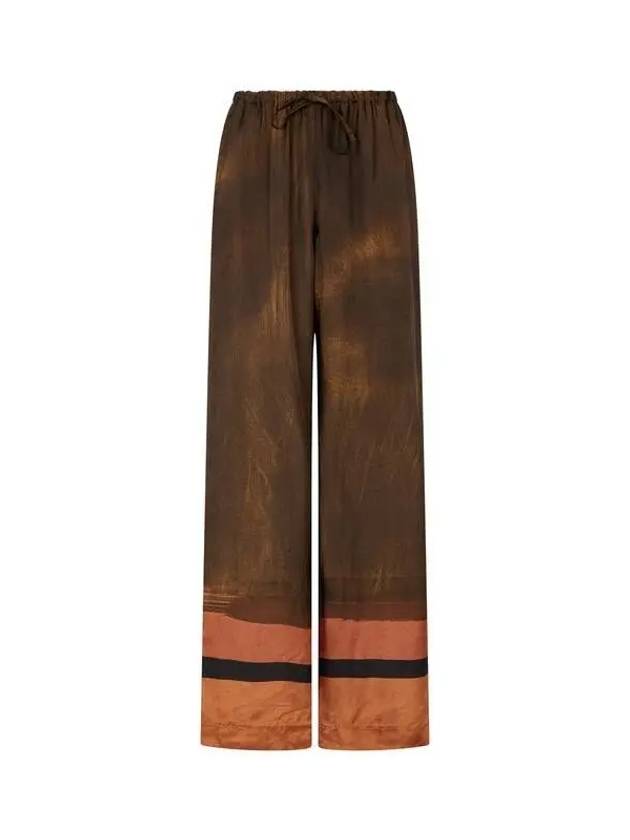 Women s Color Block Rayon Wide Pants Brown - DRIES VAN NOTEN - BALAAN 1