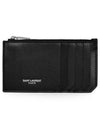 Lizard Pattern Embossed Fragment Zipper Card Wallet Black - SAINT LAURENT - BALAAN 2