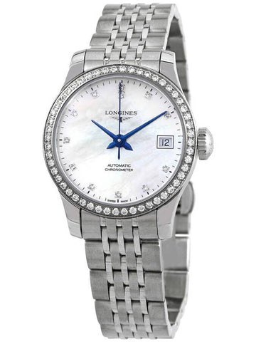 Longines Record Automatic Diamond White Mother of Pearl Dial Ladies Watch L2.320.0.87.6 - LONGINES - BALAAN 1