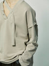 V-neck layered string pierced sweatshirt mocha - S SY - BALAAN 6