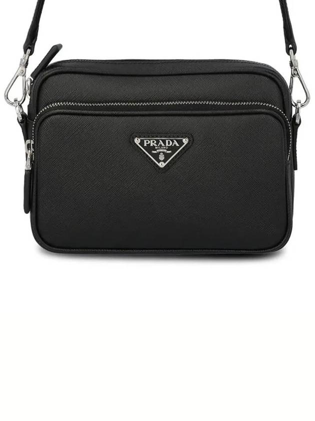 Saffiano Leather Shoulder Bag Black - PRADA - BALAAN 3