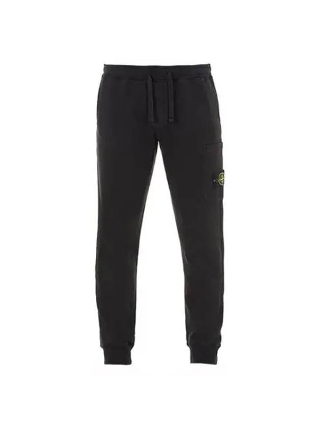 Men's Wappen Patch Cotton Fleece Track Pants Charcoal - STONE ISLAND - BALAAN 2