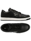 Downtown Triangle Logo Leather Low Top Sneakers Black - PRADA - BALAAN 2