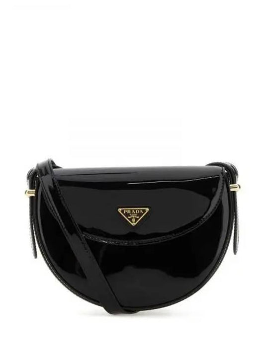 Logo Plaque Leather Cross Bag Black - PRADA - BALAAN 2