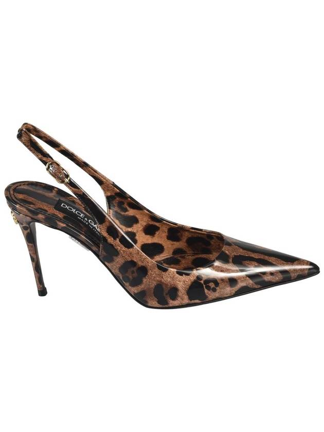 Leopard Print Polished Calfskin Slingback Heel Brown - DOLCE&GABBANA - BALAAN 2