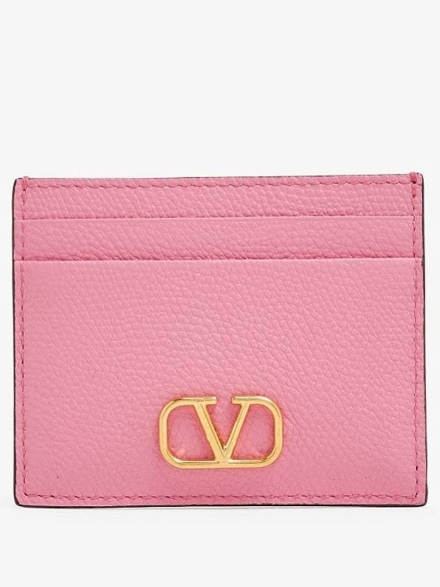 Women s V Logo Leather Card Wallet Pink 4W2P0V32SNP - VALENTINO - BALAAN 1