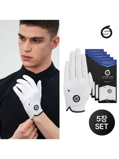 1 set of 5 premium natural sheepskin golf gloves 16153GV82 - SUNDERLAND - BALAAN 1