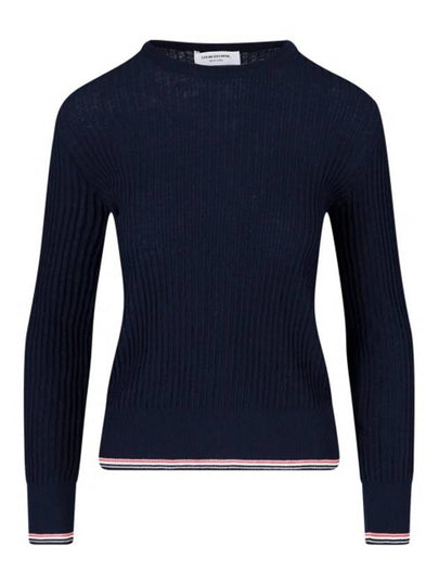 Women's Lightweight Baby Cable Wool Knit Top Navy - THOM BROWNE - BALAAN 2