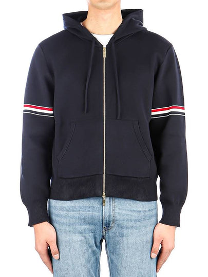 Cotton Milano Armband Zip Up Hoodie Navy - THOM BROWNE - BALAAN 2