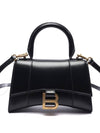 Hourglass XS Glossy Calfskin Tote Bag Black - BALENCIAGA - BALAAN 2