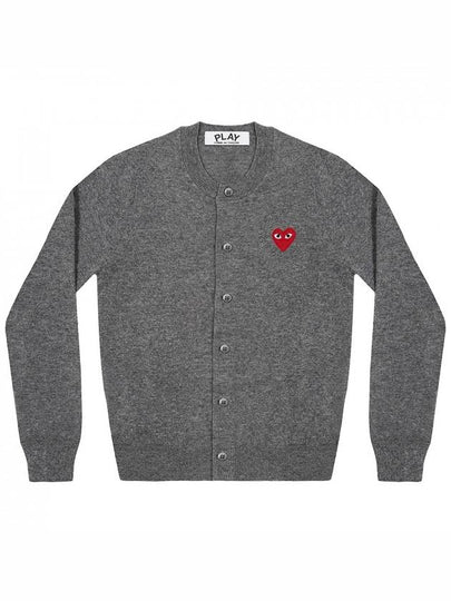 Heart Wappen Wool Cardigan Charcoal Grey - COMME DES GARCONS - BALAAN 2