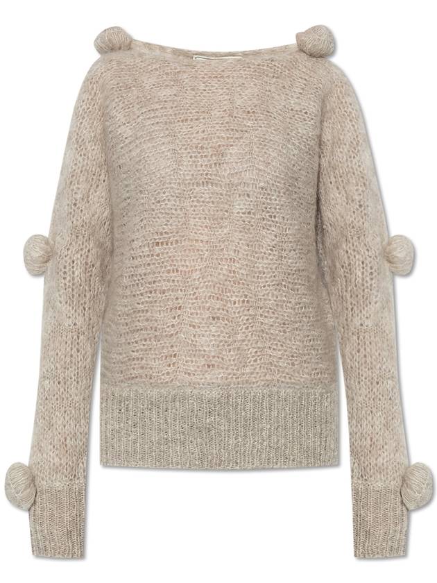 Blumarine Sweater With Floral Pattern, Women's, Beige - BLUMARINE - BALAAN 1