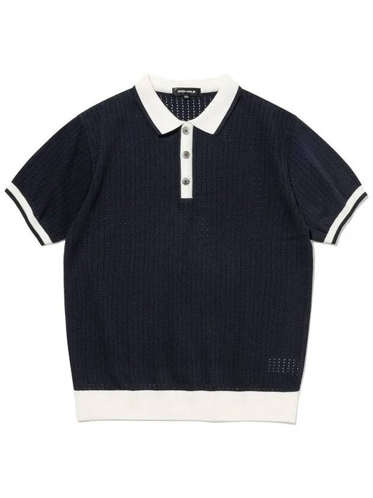 Punching collar men s short sleeve knit NAVY - 20THHOLE - BALAAN 1