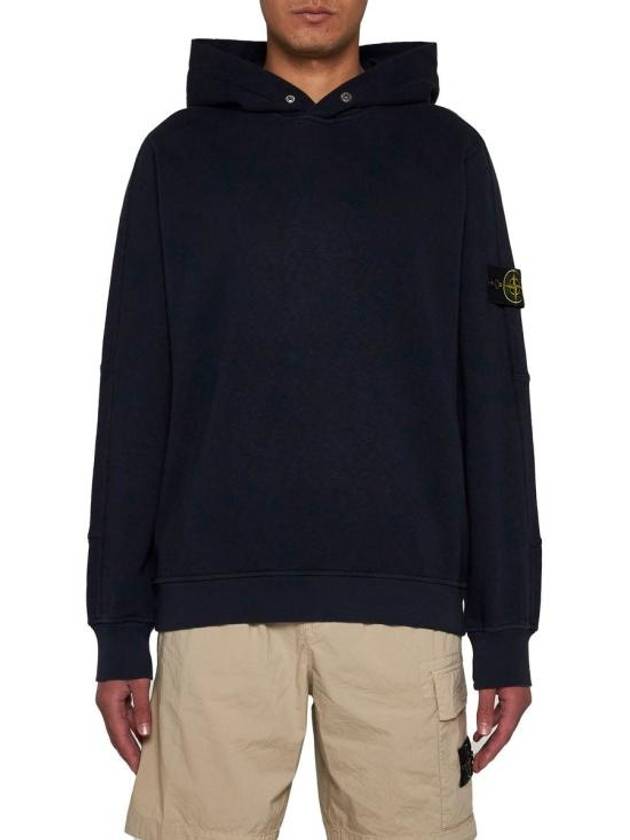 Old Treatment Malfile Fleece Hoodie Navy - STONE ISLAND - BALAAN 4