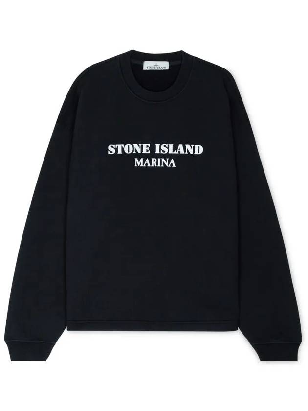 Marina Oversized Cotton Sweatshirt Navy - STONE ISLAND - BALAAN 2