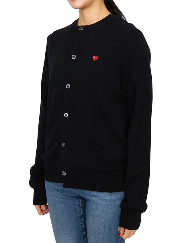 Women's Small Red Wappen Cardigan P1 N079 1 Black - COMME DES GARCONS PLAY - BALAAN 4