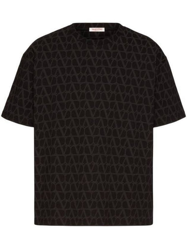 Iconographe Print Cotton Short Sleeve T-Shirt Black - VALENTINO - BALAAN 1