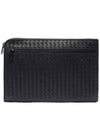 Intrecciato Weaving Zipper Clutch Bag Grey - BOTTEGA VENETA - BALAAN 3