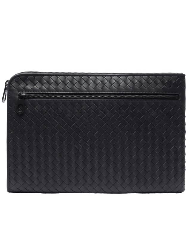 Intrecciato Weaving Zipper Clutch Bag Grey - BOTTEGA VENETA - BALAAN 2